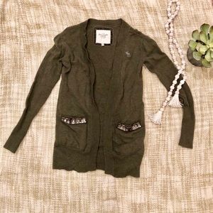 Abercrombie & Fitch Beaded Fuzzy Cardigan Sweater